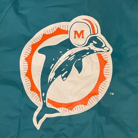 RARE Late 80s Miami Dolphins Vintage NFL Game Day Jacket Zip Hood Teal/Orange - Picture 11 of 16